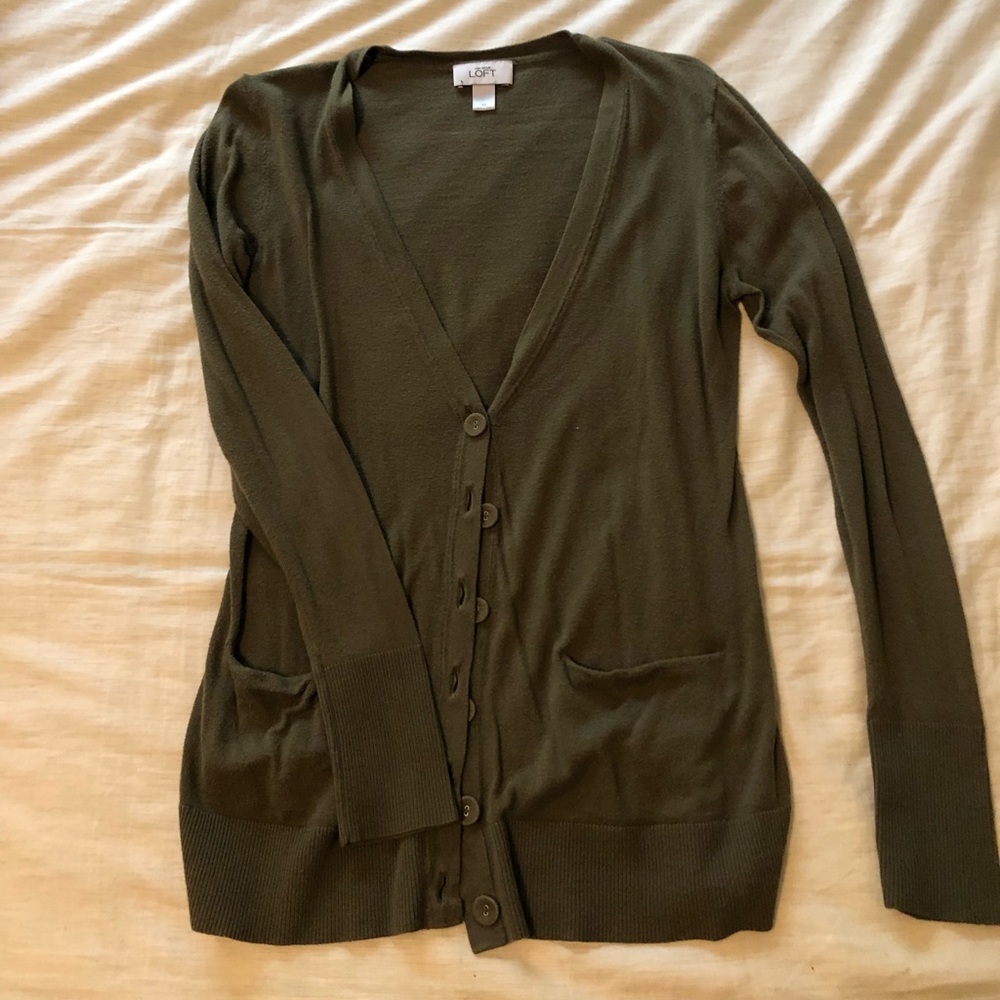 Olive green Ann Taylor Loft cardigan